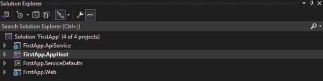 图 1.5：从 Visual Studio 2022 打开的新创建应用程序的解决方案资源管理器视图