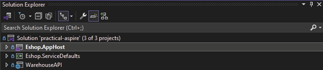 图 2.8：从 Visual Studio 2022 打开的新创建应用程序的解决方案资源管理器视图